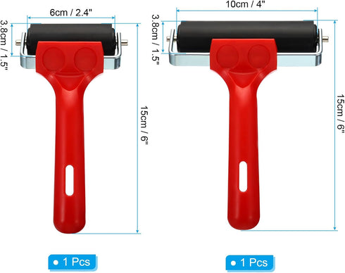 PATIKIL 2.4" 4" Rubber Roller Brayer, 2 Pack Anti Skid Hard Rubber Roller Tools for Wallpaper Art Printing Printmaking Ink Stamping Tape Construct...