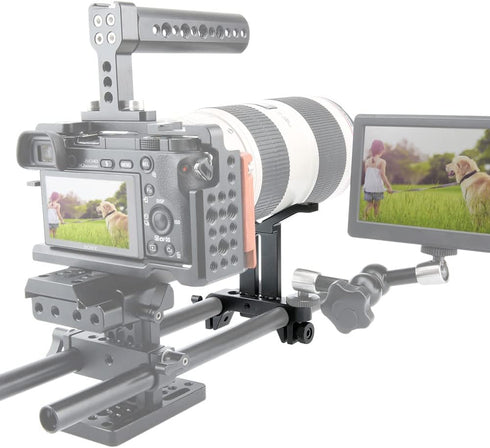 NICEYRIG Long Lens Support Bracket Height Adjustable with 15mm Rod Clamp for Follow Focus DSLR Camera 15mm Rail Block System...