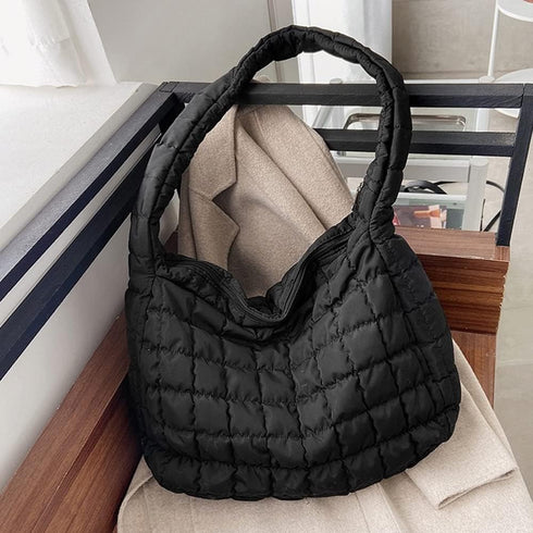 Women Puffer Tote Bags Lightweight Quilted Padding Shoulder Bag Lightweight Nylon Cotton Padded Large Tote Bags...