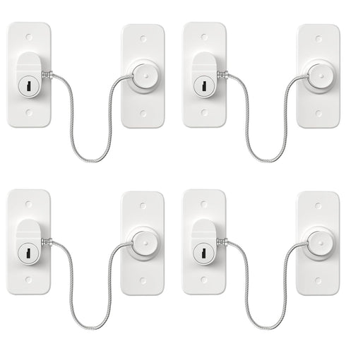Refrigerator Lock AOSITE 4 Pack Mini Fridge Locks for Kids No Drill Cabinet Lock with Keys Cupboard Lock Child Safety Locks for Cabinets Drawer Lo...