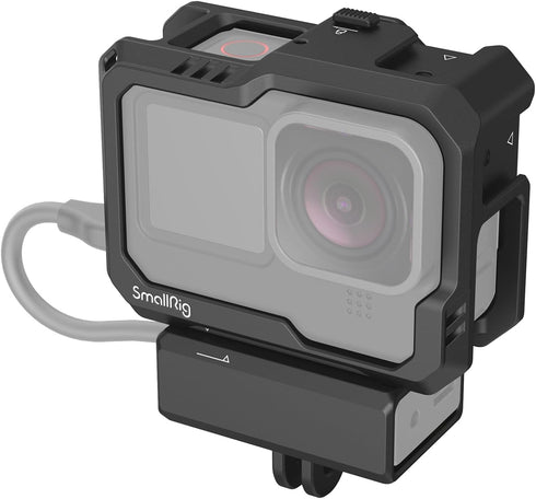SmallRig Hero12 / Hero11 / Hero 10 / Hero 9 Black Cage for GoPro, with 2 Cold Shoe Mount for GoPro Light Mod and Common Microphone, Led Video Ligh...