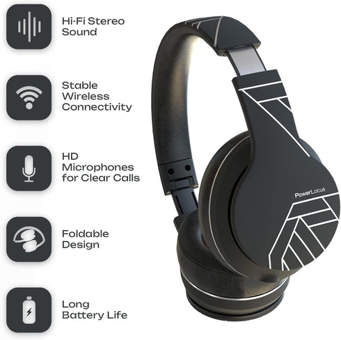 PowerLocus Wireless Bluetooth Headphones, Over Ear Headphones with Microphone, 50H Playtime, HiFi Stereo Sound, Deep Bass, Soft Earmuffs, Foldable...