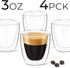DLux Espresso Coffee Cups 3oz, Double Wall, Clear Glass set of 4 Glasses, Insulated Borosilicate Glassware Tea Cup...