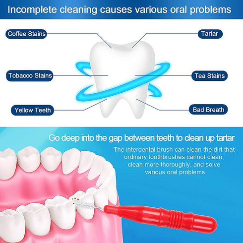 ewinever 50 Count Interdental Brush,Toothpicks Tooth Flossing Head Oral Dental Hygiene Brush,Teeth Cleaner Dental Floss Stick Tooth Cleaning Tool ...