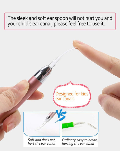 Ear Wax Removal Tool?Ear Pick?LED Lights Ear Cleaning Kit?Updated Version?Non-Slip?Soft Safety Spoon Head?BPA Free?Replaceable and Easy to Clean?S...