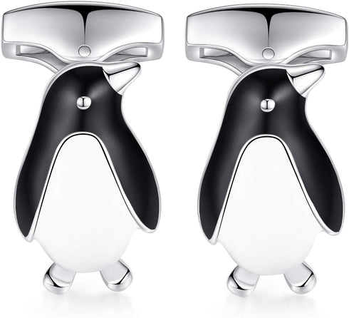 HONEY BEAR Penguin Cufflinks for Mens Business Wedding Gift Black and White...