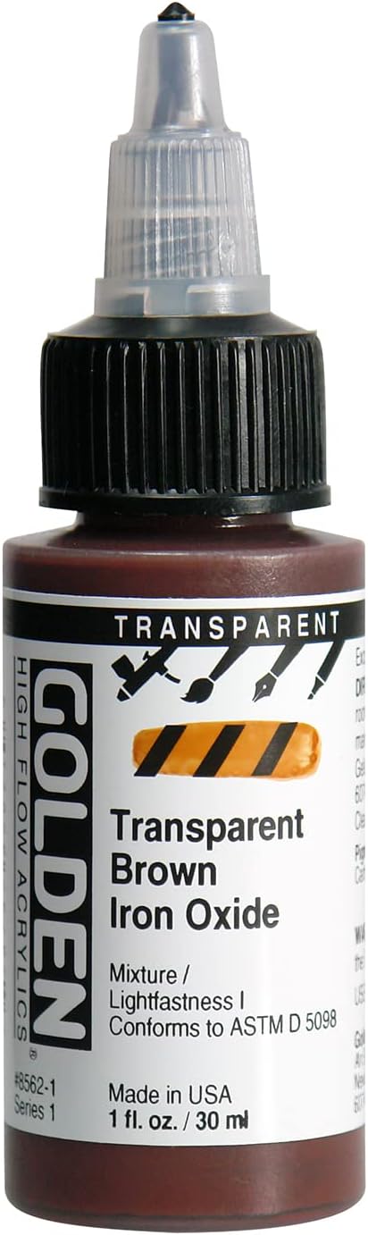 GOLDEN High Flow Acrylics, Transparent Brown Iron Oxide, 1 fl. oz. / 30 ml Bottle...