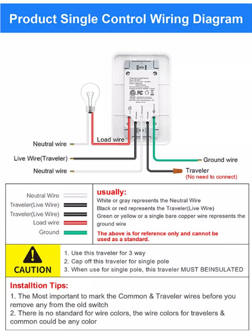 3-Way Smart Wi-Fi Wall Light Switch Work with Amazon Alexa Google Assistant, Timing Function No Hub Required (3 Way Smart Switch 1- Pack)......