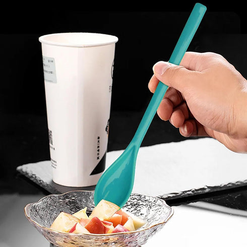 Long Handle Mixing Spoon Plastic coffee spoon iced tea spoons long spoon Suitable for iced coffee lemonade sundae (white light green pink yellow o...