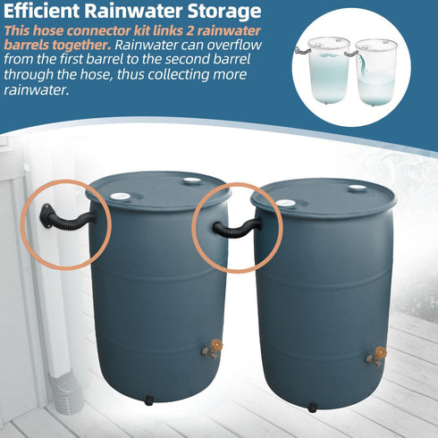1.25" Diameter Rain Barrel Connector Hose Connect Downspout Diverter to Rainwater Barrel or Link 2 Rain Water Barrels to Store More Water for Home...