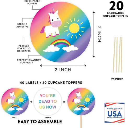 Andaz Press Funny Farewell Retirement Party Decorations, You're Dead to Us Now, Cupcake Toppers DIY Kit, 20-Pack...