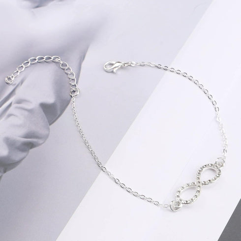 Boho Rhinestone Infinity Ankle Bracelet Infinity Endless Love Anklet Bracelet Lucky Number 8 Chain Anklet Silver Crystal Infinity Anklet Foot Chai...