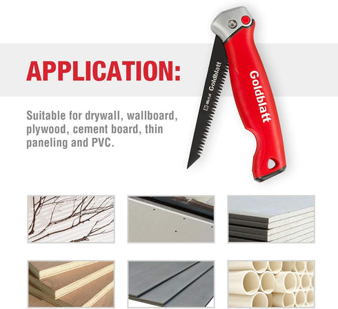 Goldblatt Folding Drywall / Sheetrock Saw, Jab / Hand Saw with Soft Grip Handle, for Wallboard, Plywood and PVC...