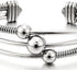 COOLSTEELANDBEYOND Three-Row Women's Stainless Steel Adjustable Open Cuff Bangle Bracelet with Cable and Ball Charms...