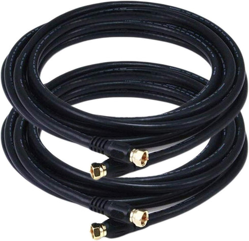iMBPrice - (2-Pack) RG6 Coaxial Patch Cable (12 Feet) with F-Type Screw-on Connectors in Black...