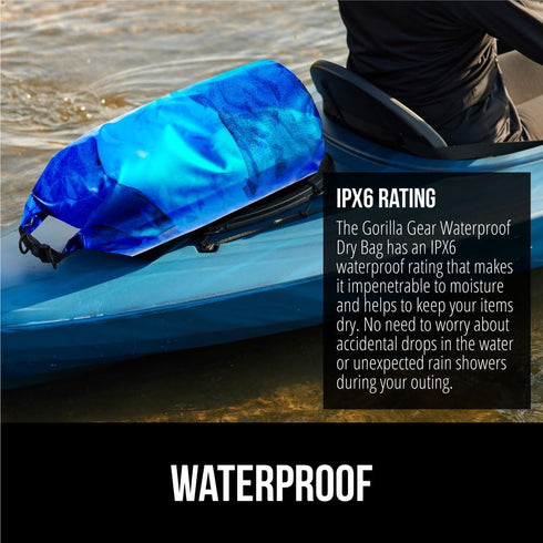 Gorilla Gear Heavy Duty 100% Waterproof IPX 6 Dry Bag, Tear and Puncture Resistant Bags Kayaking Boating Hiking Camping Swimming Water Sports, Lig...