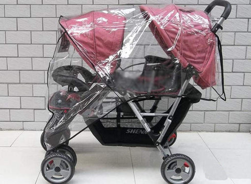 Universal Stroller Raincovers for Twins Baby Stroller Pushchair Waterproof Buggy Pram Raincoat Wind Dust Rain Covers PVC Double Carrycots Weather ...