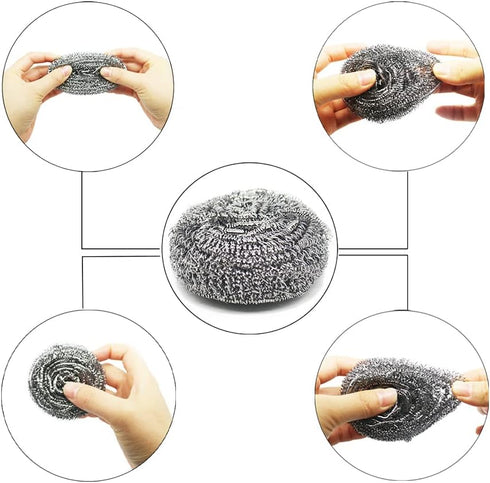 10 Packs Stainless Steel Sponge Scrubber Set, Metal Scouring Pad Stainless Steel Wire Washing Balls for Cookware Cleaning...