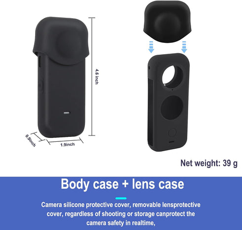 Protection Accessories for Insta360 One X2, Action Camera Rubber Sleeve with Silicone Lens Cover Kit (Black), 11.8cm x 5.8cm x 4.2cm......