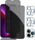 pehael [2+2 Pack iPhone 13 Pro Max Privacy Screen Protector with Camera Lens Protector Full Coverage Anti-Spy Tempered Glass Film 9H Hardness Upgr...