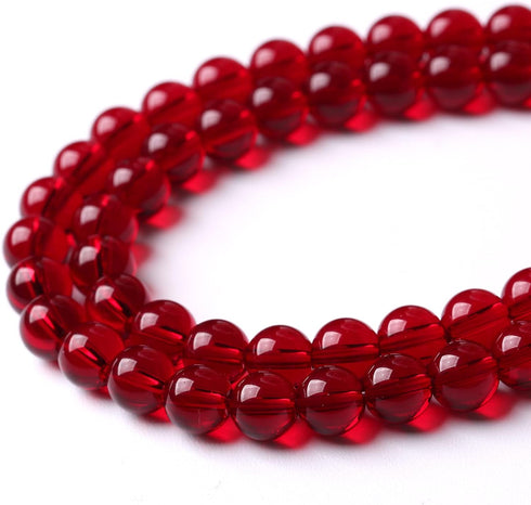 Smooth Garnet Red Glass Crystal Round Loose BeadsFor Jewelry Making DIY Bracelet Necklace Accessories 6mm 68pcs 15" Strand(Garnet Red Glass, 6mm)...