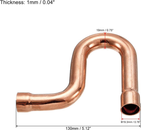 MECCANIXITY Copper P-Trap Pressure Pipe Fitting Welding Tubing Sweat Ends Plumbing Supply 19mm OD for HVAC Air Conditioning Refrigeration...