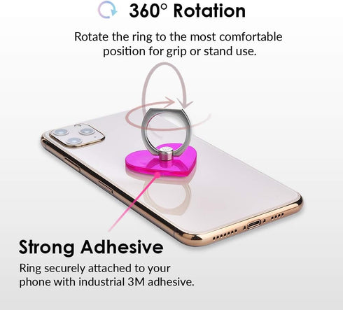 Velvet Caviar Cell Phone Ring Holder - Finger Ring & Stand - Improves Phone Grip Compatible with iPhone, Galaxy and Most Smartphones (Neon Purple ...