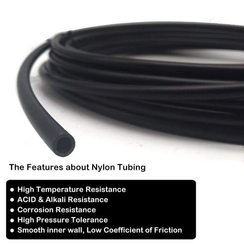 Beduan 6 mm OD Pneumatic Air Line Tubing Nylon Air Hose for Fluid Transfer or Air Brake System 32.8ft (Black)...