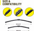 3 Wipers 25"/22"/15" Replacement For VW Volkswagen Tiguan 2022 2021 2020 2019 2018 (Set of 3), 25 Inch+22 Inch Windshield Wiper Blades with 15 Inc...