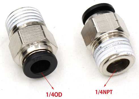 PC 1/4" Od x 1/4" NPT Thread Push to Connect Pneumatic Tube Fitting Male Straight Union Fittings Push Fit Connector Quick Release Air Fittings 5Pa...