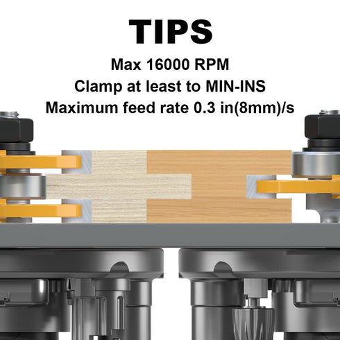 Professional 2 PCS Tongue and Groove Router Bit Set 1/2 Inch Shank, 3 Teeth T Shape Wood Milling Cutter Woodworking Tools, Matched Oak Hardwood Fl...