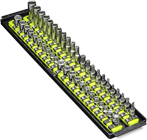 Ernst Manufacturing 19-Inch Socket Boss, Premium 2-Rail, 1/4-Inch-Drive Twist-Lock Socket Organizer, High-Visibility - Made in USA...