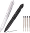 2 Pack Military Tactical Pen Set with 6 Black Ballpoint Refills for Writing, Made of Tungsten Steel & Aluminum (Black & Silver)...