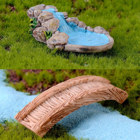 11Pcs Miniature Garden Bridge Figurines Mini Water Well Figurines Miniature Lawn Patio Yard Ornament Figurines for DIY Craft Garden Outdoor Decor ...