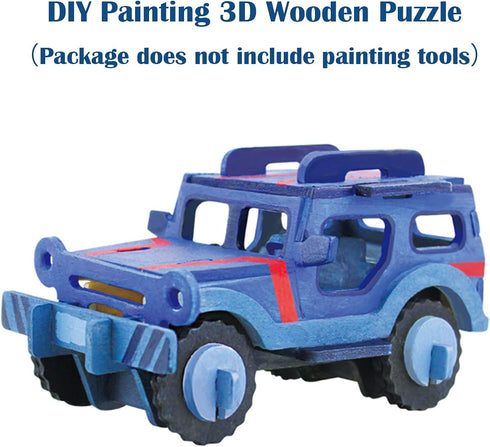 Georgie Porgy 3D Wooden Puzzles for Kids Toys Construction Woodcraft Kits DIY Model Puzzle Kits Birthday Gifts Pack of 3 (Sports Cars Off-Road Veh...