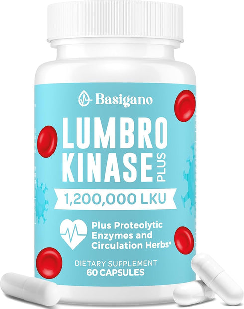 Lumbrokinase Supplement, 1.2 Million LKU - 120mg Capsules, Potent Nattokinase Alternative with Proteolytic Enzymes and Herbal Blend...