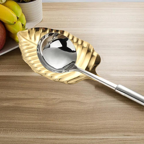 Gold Spoon Rest for Kitchen Counter, Stainless Steel Leaf Spoon Holder, Coffee Spoon Rest Utensil Rest, Dessert Jewelry Storage Rack, Kitchen Deco...