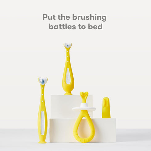 Frida Baby Training Toothbrush for Babies with Soft Silicone Bristles, Yellow...