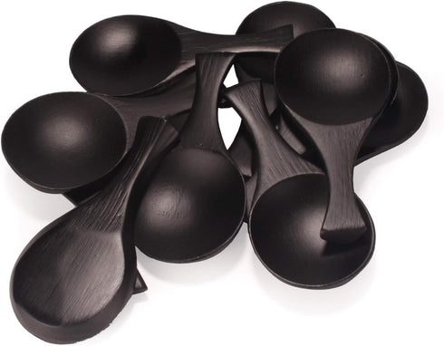 BambooMN - 3.5" Small Solid Bamboo Round Scoop - Black - 10pcs...