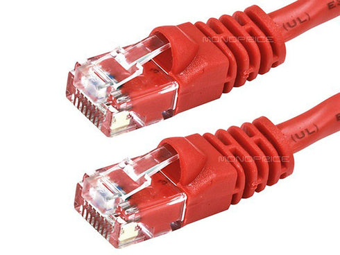 Monoprice Cat6 Ethernet Patch Cable - 20 Feet - Red | Network Internet Cord - RJ45, Stranded, 550Mhz, UTP, Pure Bare Copper Wire, 24AWG...