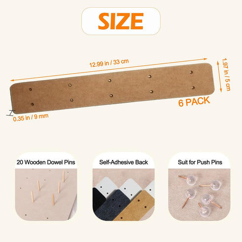 Brown Felt Pin Boards Memo Board Pegboard Bar Strips, Self-Adhesive Cork Board for Walls Home Office Decor, Small Felt Bulletin Boards for Jewel, ...
