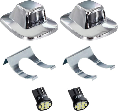 HERCOO LED License Plate Light Lamp Lens White Bulbs Chrome Truck Rear Housing Compatible with 1992 1993 1994 Blazer 1988 to 1999 C1500 K1500 Subu...