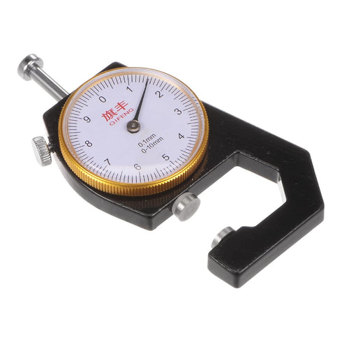 Thickness Gauge 0-10mm | 0.1mm Mechanical Dial Thickness Tester Handheld Measurement Tool Flat Head for Leather, Paper, Sheet Metal, Black...