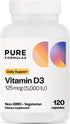 PureFormulas Vitamin D3 5,000 IU 125 mcg - Pure Vitamin D Supplement for Healthy Bone Formation, Teeth, Cardiovascular Health, and Immune Support ...