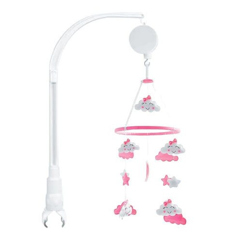 Crib Mobile, Hanging Toys, Nursery Decor for Girls White and Pink Room Decorations, Clouds, Moons and Stars Safe, Non-Toxic, Crib Mobile for Newbo...