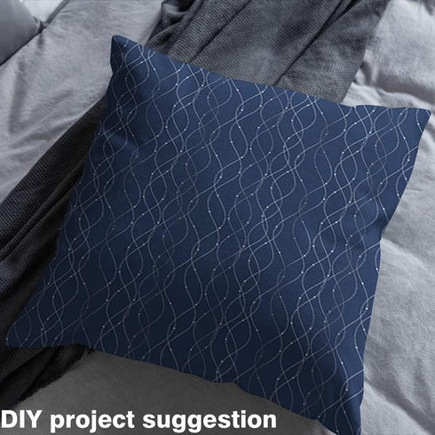Geometric Fabric by The Yard Kids Boys Girls Wave Line Abstract Decorative Waterproof Outdoor Fabric Navy Blue Sliver Dots Striped Upholstery Fabr...