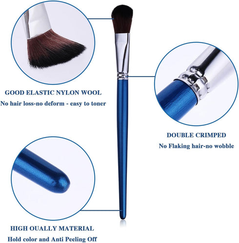 6 Pcs Mop Brush for Acrylic Painting, 1 Inch Oval Blending Brushes Artist Paint Brushes for Acrylic Watercolor Oil Painting Face Body Art, Blue...