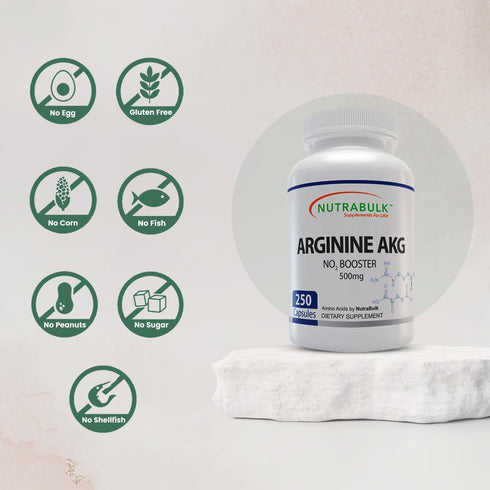 Premium Arginine AKG 500mg Capsules - 250 Capsules...