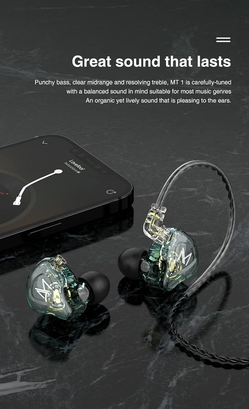 FEDAI TRN MT1 1DD HiFi Earphone Headphones, TRN MT1 in-Ear Earbuds with New 10mm Composite Magnetic Dynamic Driver Over Ear Headset with Detachabl...