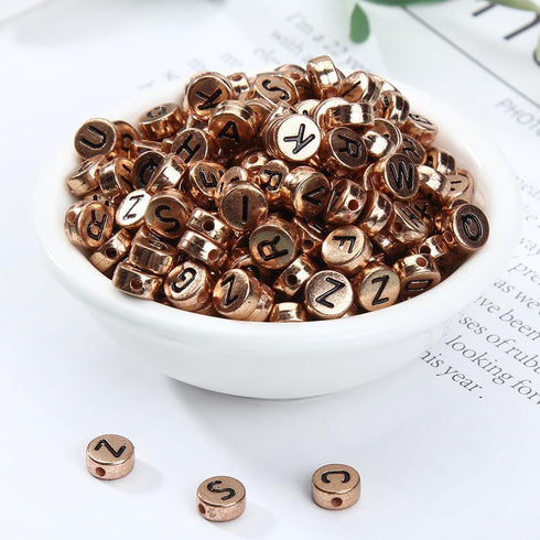 Letter Beads 1000pcs Acrylic Alphabet Letter Beads A-Z Letter for Jewelry Making (bg Rose Gold)...